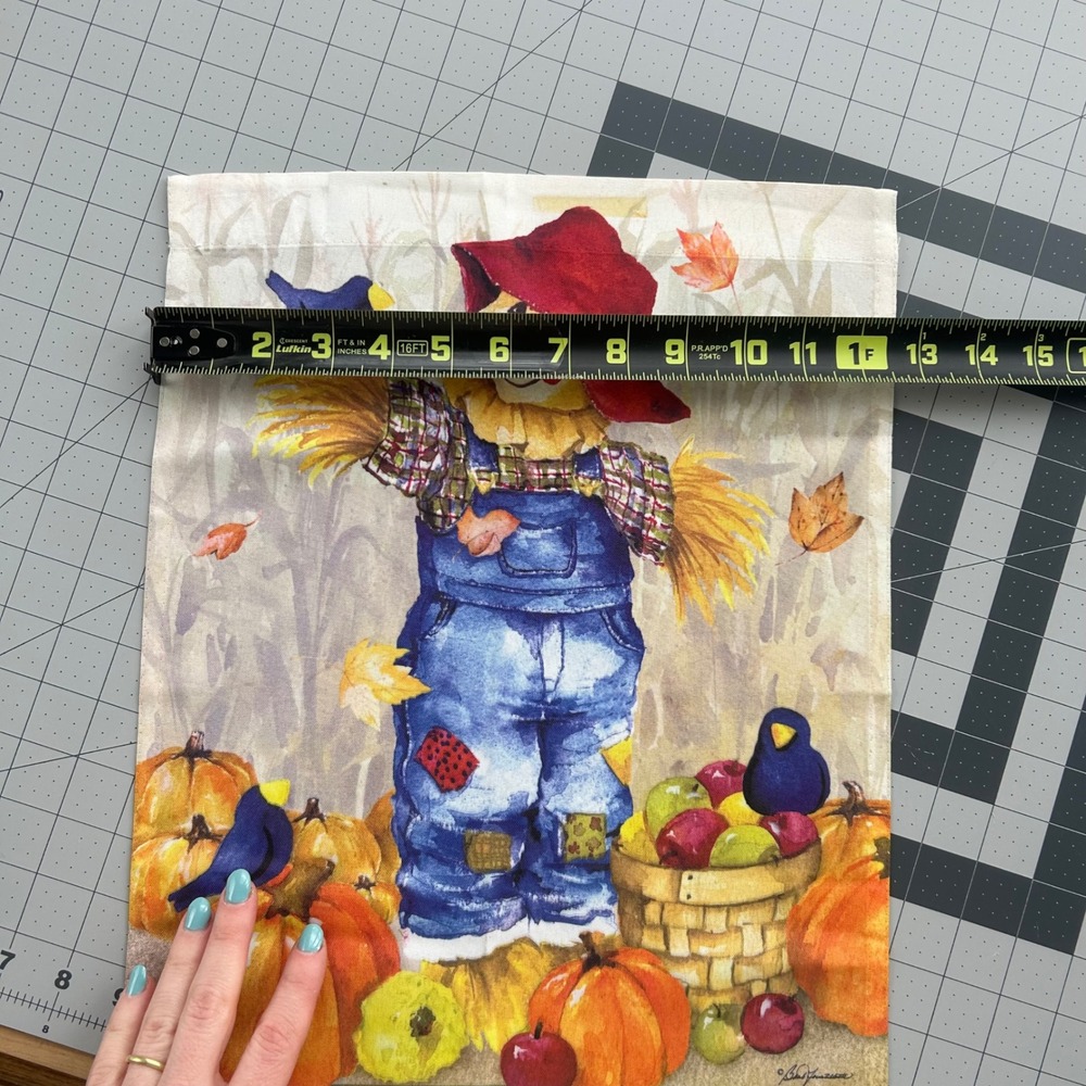 Barb Rasmussen Scarecrow Garden Flag Fall 12x18 Multicolor Welcome Harvest Decor - Picture 4 of 6